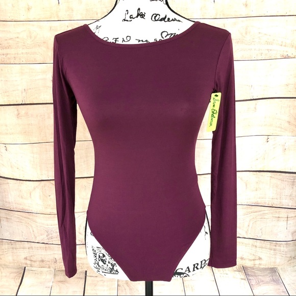 ❗️LOWEST PRICE NWT $42 Sam Edelman Prune Boatneck Bodysuit Size S - Picture 2 of 8